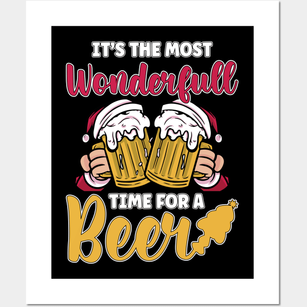 It’s the Most Wonderful Time for a Beer Christmas Gift Wall Art by JustCreativity